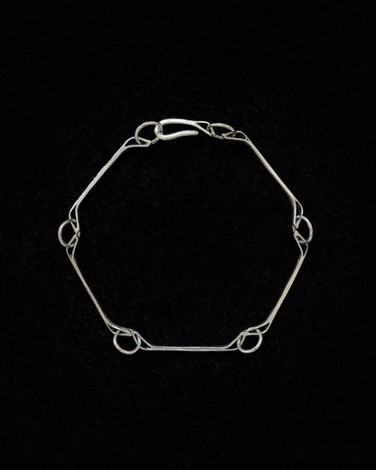 Minimalist 925 sterling silver bracelet inspired by the jawbone of a horse