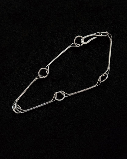 Minimalist 925 sterling silver bracelet inspired by the jawbone of a horse